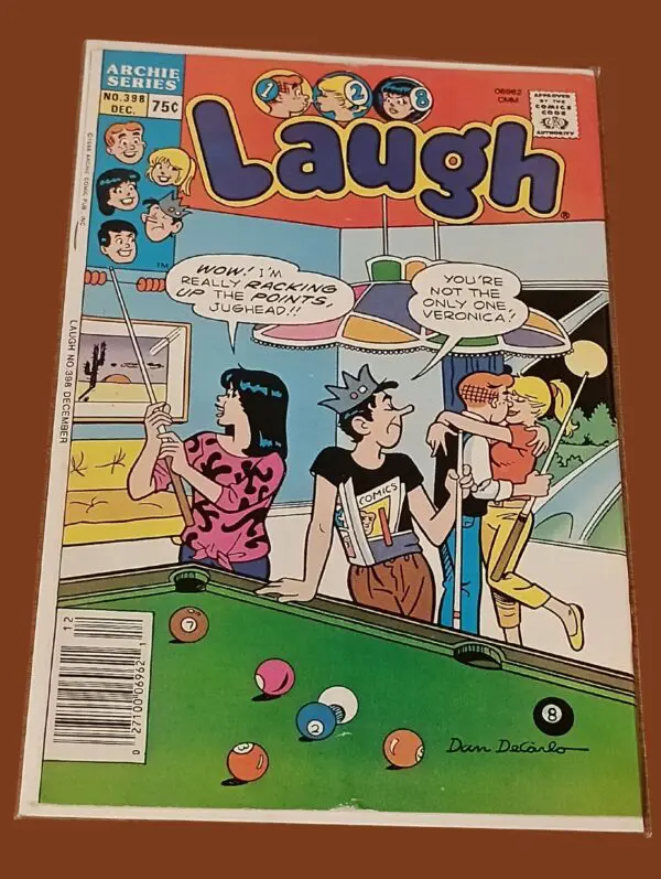 Laugh #398 (December, Archie Comics) – Dan DeCarlo Cover, Billiards Gag with Jughead & Veronica!