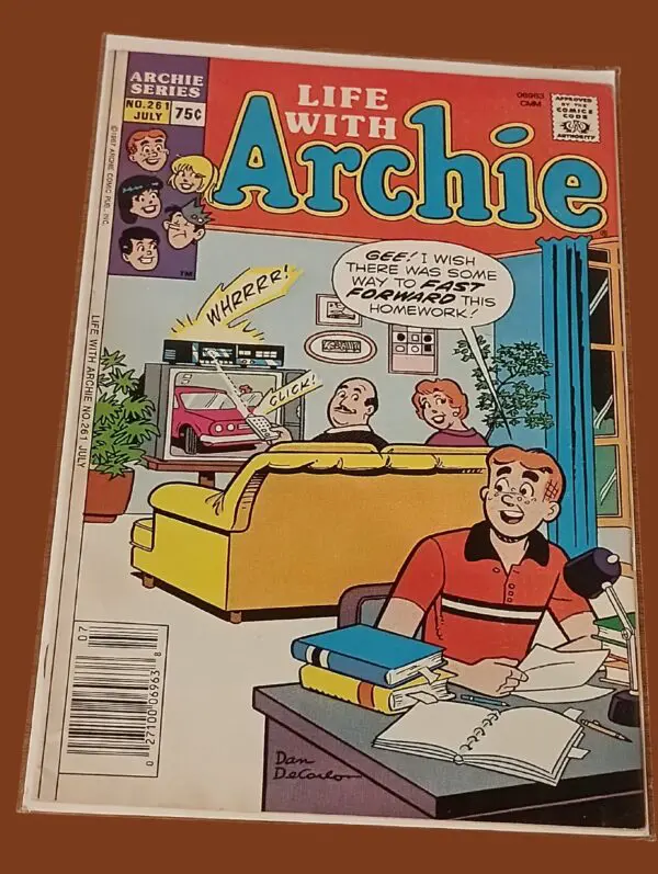 Life with Archie #261 (July, Archie Comics) – Dan DeCarlo Cover, VHS-Era Homework Gag!