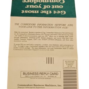 Commodore Business Machines Mail-In Subscription Card – Join the Commodore Information Network