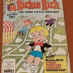 Richie Rich #228 (July 1988, Harvey Comics) – “Moonstar” 3-Part Thriller + Dollar Bill Rollercoaster Cover!