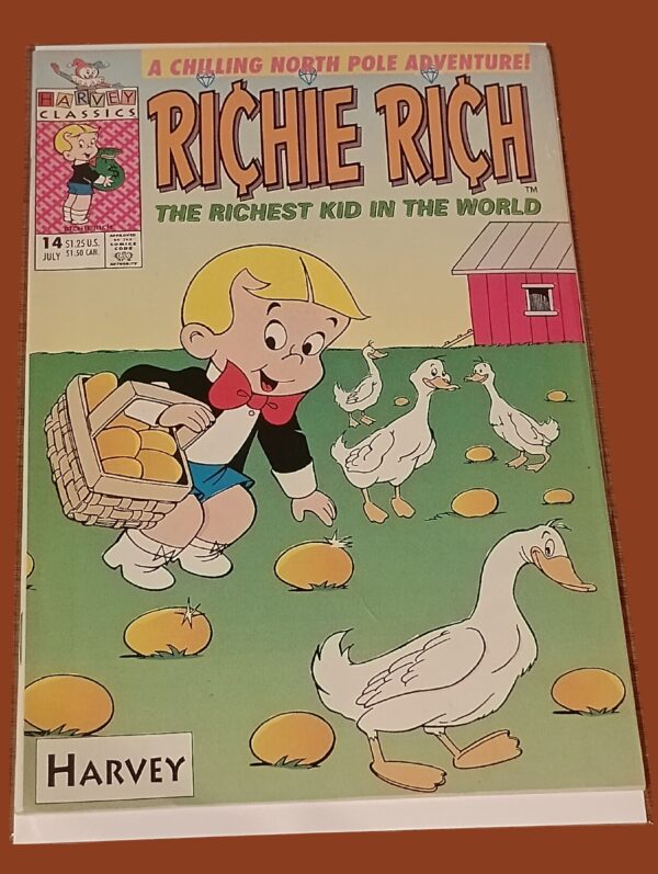 Richie Rich Classics #14 (July 1992, Harvey Comics) – “A Chilling North Pole Adventure” + Duck & Gold Egg Cover!