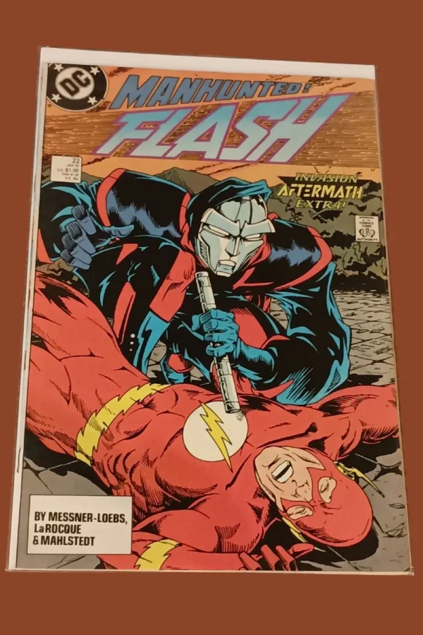 The Flash #22 (1988, DC Comics) – Manhunter vs. Flash Invasion Aftermath Extra!
