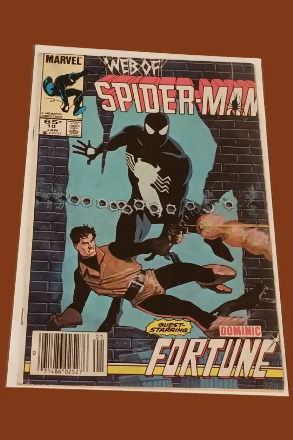 Web of Spider-Man #10 (Jan 1986, Marvel) – Black Suit Spider-Man | Guest-Starring Dominic Fortune