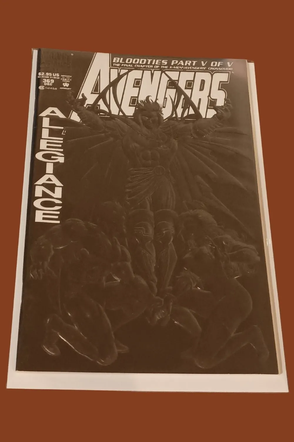 Avengers #369 (1993) – Bloodties Part V of V | X-Men & Avengers Crossover Finale | Marvel Comics Embossed Cover Avengers #369 (1993) – Bloodties Part V of V | X-Men & Avengers Crossover Finale | Marvel Comics Embossed Cover