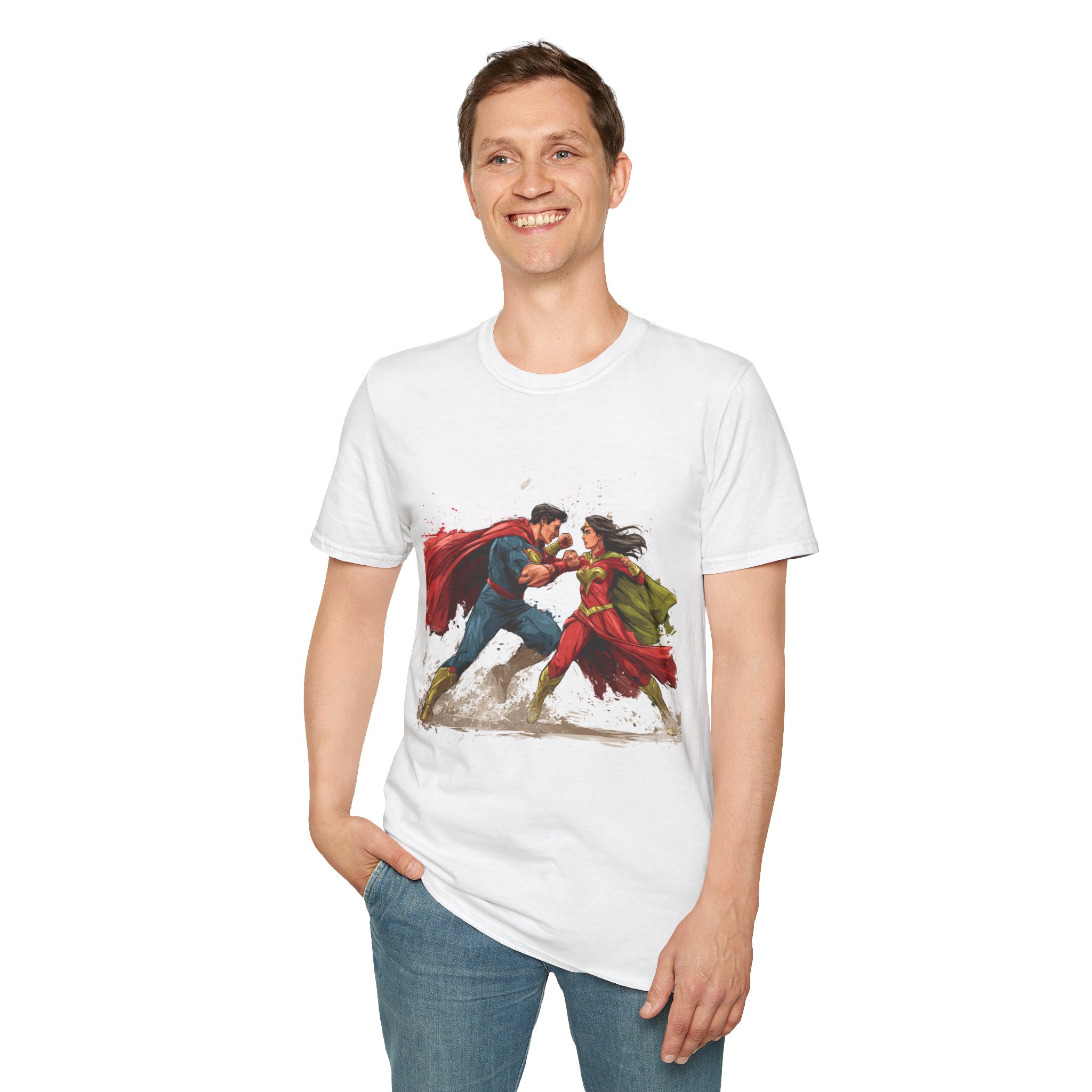 Clash of Heroes T-Shirt β Epic Comic Battle Superpower Showdown Graphic Tee Clash of Heroes T-Shirt β Epic Comic Battle Superpower Showdown Graphic Tee - Image 2