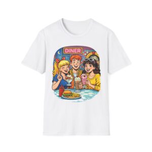 Retro Diner Friends T-Shirt – Vintage 50s Milkshake & Burger Graphic Tee