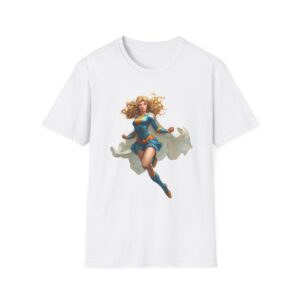 Sky Guardian Heroine T-Shirt – Retro Comic Style Flying Super Girl Graphic Tee